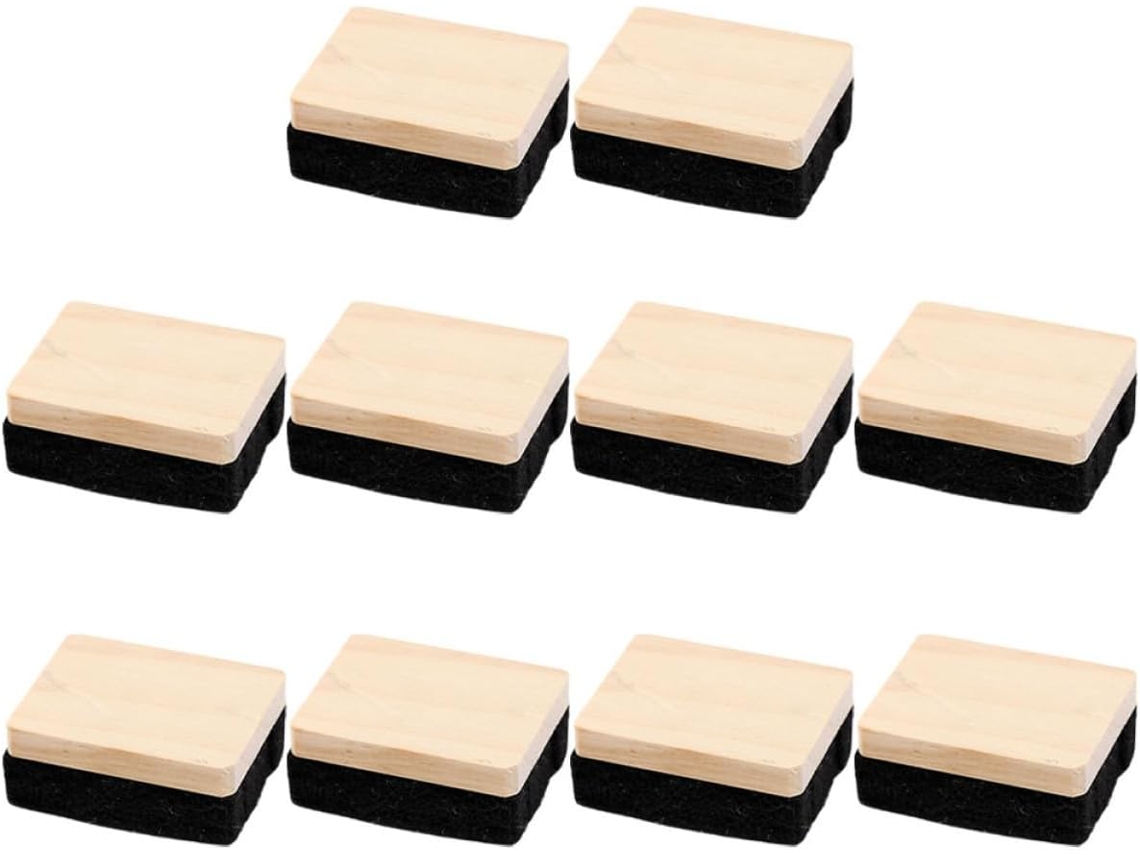 Pacote com 10 Conjunto de Alipis Apagadores Quadro Negro Feltro e Madeira, Portáteis Compactos para Escritório