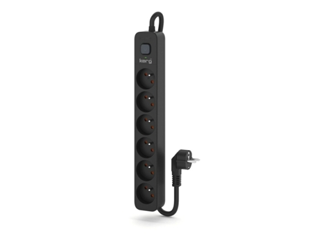 Extensão Com 6 Tomadas Com Interruptor Kerg M02519 (preto Tomada Eu)