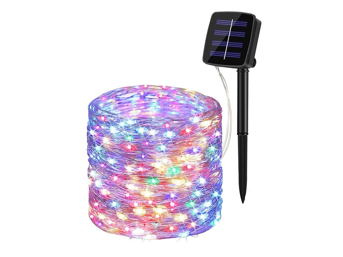 (12m Com 100 Leds Coloridos) Luzes De Fada Solares De Led Para Exterior, À Prova D'água.