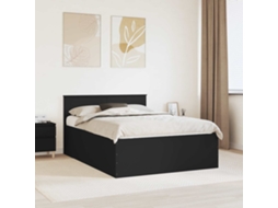 Vidaxl Estrutura Da Cama Preto 140 X 190 Cm Derivados De Madeira