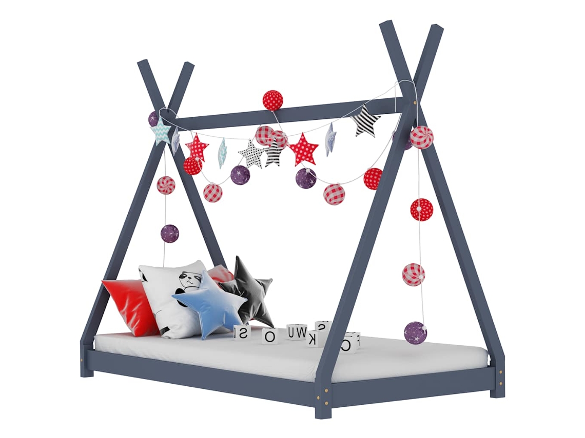 Kids Bed Frame, Kids Bed Frames Vidaxl Cinzeto Madeira De Pinho (70 X 140 Cm)