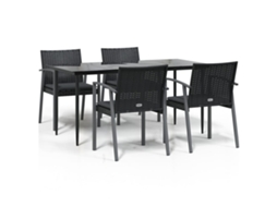 Conjunto de 5 Jantar para Jardim com Almofadões Vime Pe e Aço MAISON EXCLUSIVE (5pcs)