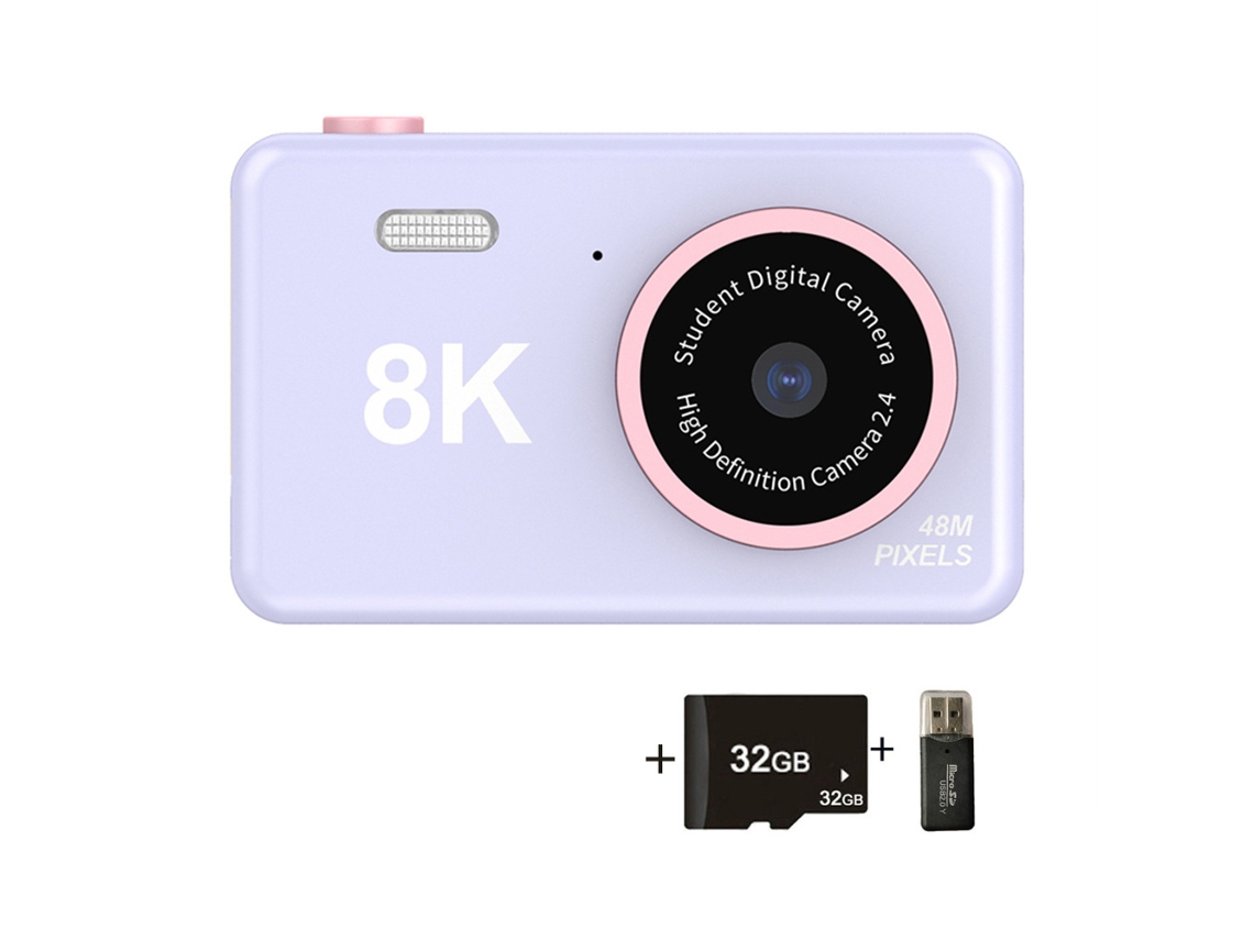 Câmera Digital Compacta Portátil Do Estudante Da Câmera 4k Hd Tela 32g De 24 Polegadas Roxa Cuich
