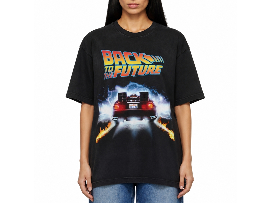 Rockinstone Back To The Future Movie Tail Lights Black Adult T-shirt Size:xxl