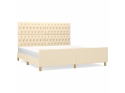 Bed Frame With Headboard, Bed Frames With Headboards Vidaxl Creme Tecido (180 X 200 Cm)