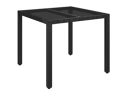 Maison Exclusive - Mesa de Jardim com Tampa de Vidro 90x90x75 cm Vime Pe Preto