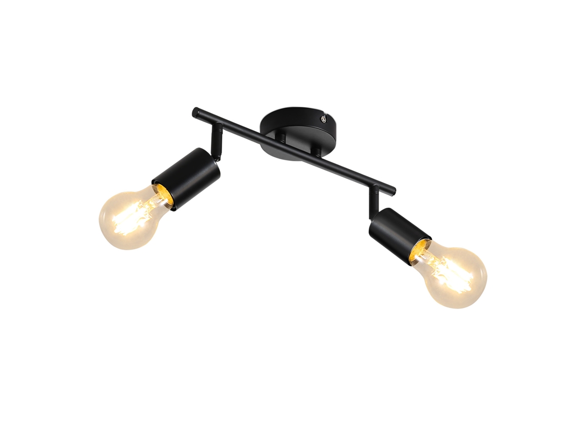 Nettlife Plafon Preto 2 Lâmpadas Foco De Teto E27 Vintage Ajustável 350° Industrial