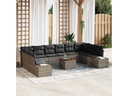 Vidaxl Conjunto de Sofá de Jardim com Armazenamento 11 Pcs Cinzeto