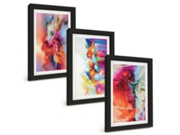 Composição De Quadros Na Paredeformas Abstratas Coloridas Moldura Preta Quadros Para A Sala De Estar Espelharte (3 Peças 20x30 Cm)