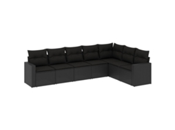 Conjunto de 7 Sofás para Jardim com Almofadões Vime Pe Preto MAISON EXCLUSIVE (7 pcs)