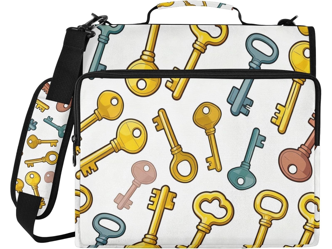 Porta-chaves com design animado, 3,8 cm, com 3 argolas, alça de ombro removível e bolsa de armazenamento portátil.