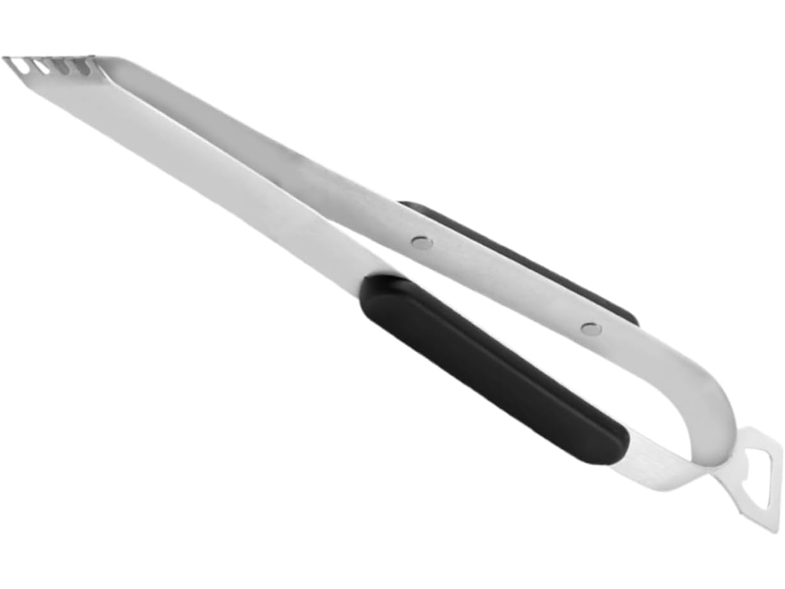 Pinça De Aço Para Churrasco Com Cabo Antiderrapante E Abridor Garrafas Integrado, Ideal Para Uso Externo E Na Grelha