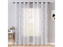 Rebe-cortinas Semitransparentes Estampadas Com Padrão De Rama Azul 140x245cm Para Janelas Decoração Duradouras