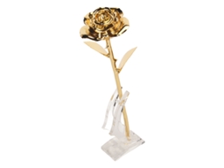 Rosa Dourada de Ouro 24k com Suporte Textura Clara Romântica