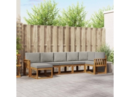Vidaxl Conjunto De Sofás Para Exterior 7 Pcs Cinza Natural E Claro