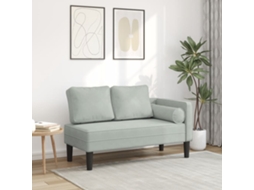 Vidaxl Chaise Lounge Com Almofadões Veludo Cinzento-claro