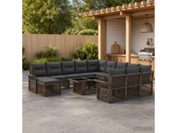 Vidaxl Conjunto De Sofá De Jardim 13 Unid. Cinza E Cinza Escuro