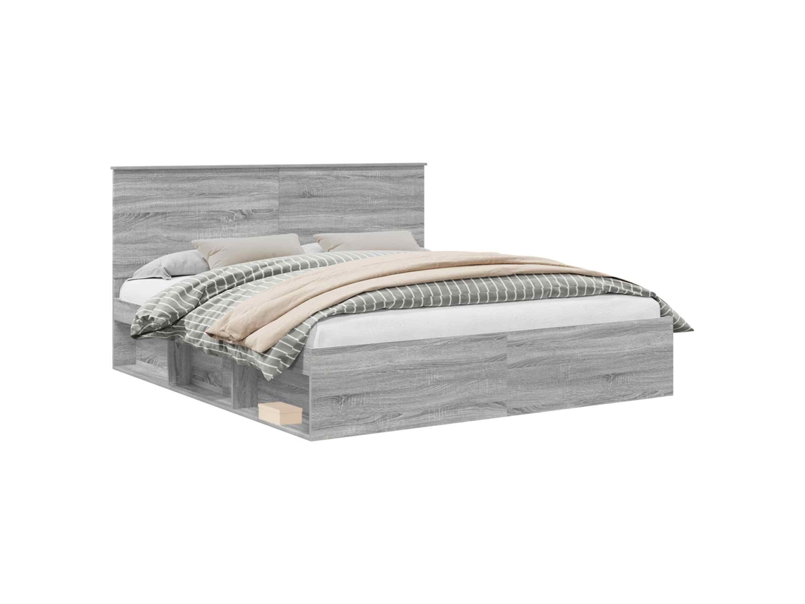 Estrutura da Cama com Cabeceira Cinza Sonoma 200x200 cm MAISON EXCLUSIVE