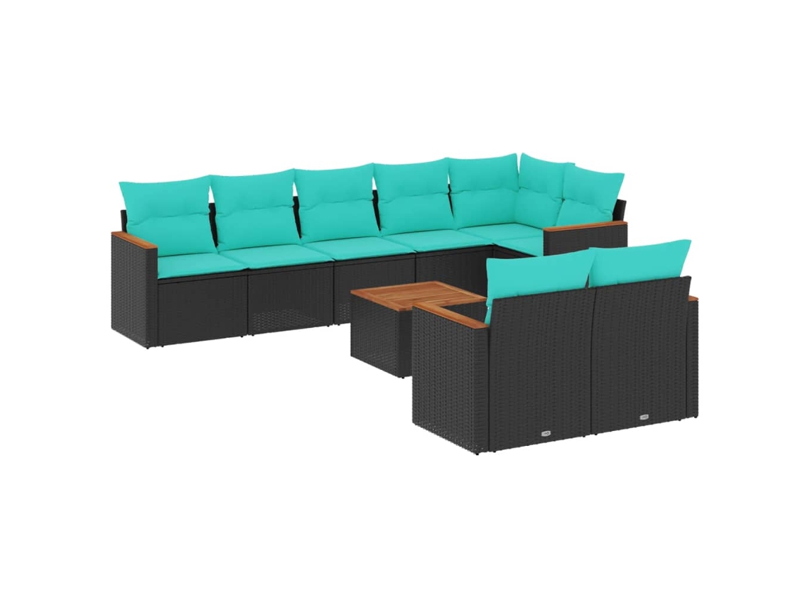 Conjunto de Sofá de Jardim, 5 Peças, Almofadas, Rattan Preto MAISON EXCLUSIVE