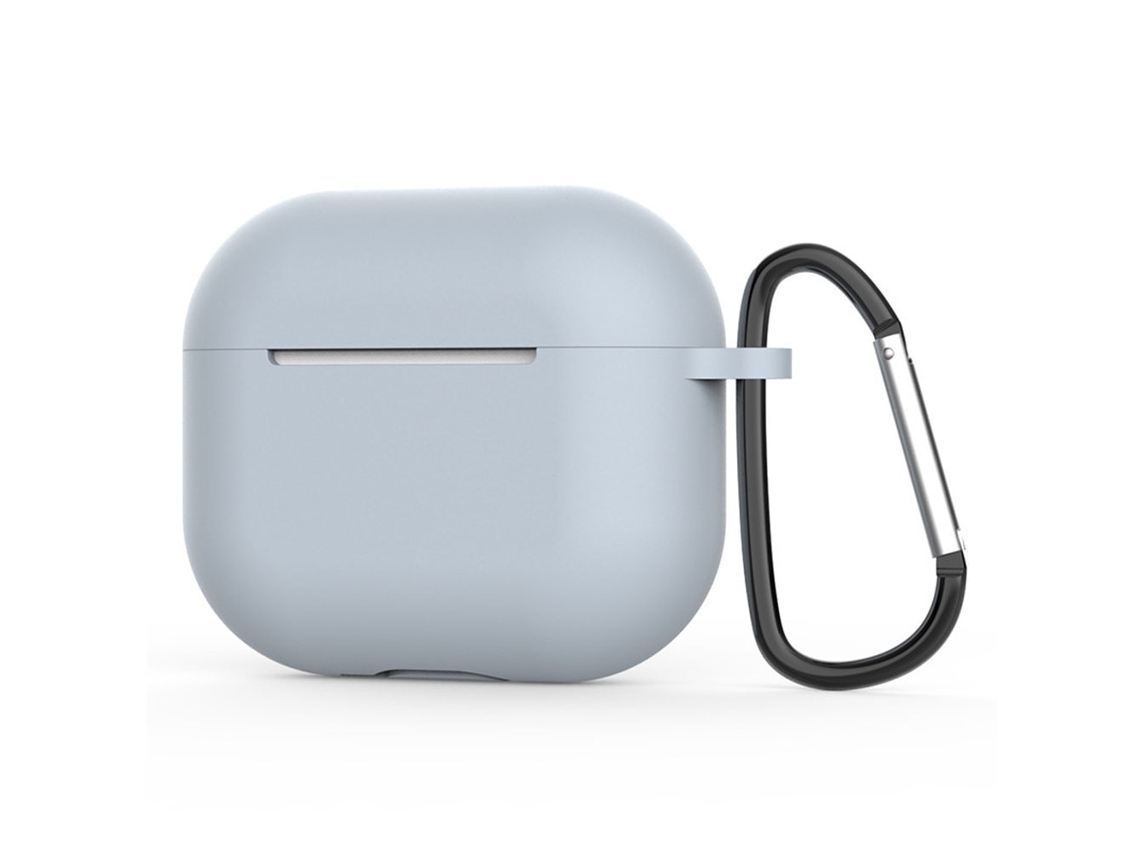 Capa Zruxe Para Apple Airpods 4 Silicone Macio Cinzento Claro (breloque Metálico, Carregamento Sem Fios)