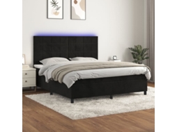 Vidaxl Cama Box Spring C/ Colchão/led 180x200 Cm Veludo Preto