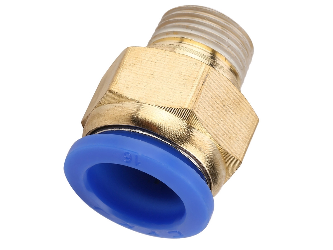 Laxiscreed Conector Pneumático Rápido De 16mm Com Rosca Macho E Encaixe Push-in