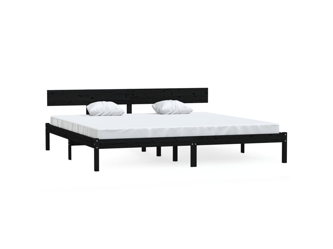 Estrutura de Cama Super King em Pinho Maciço Preto MAISON EXCLUSIVE (180x200 cm)