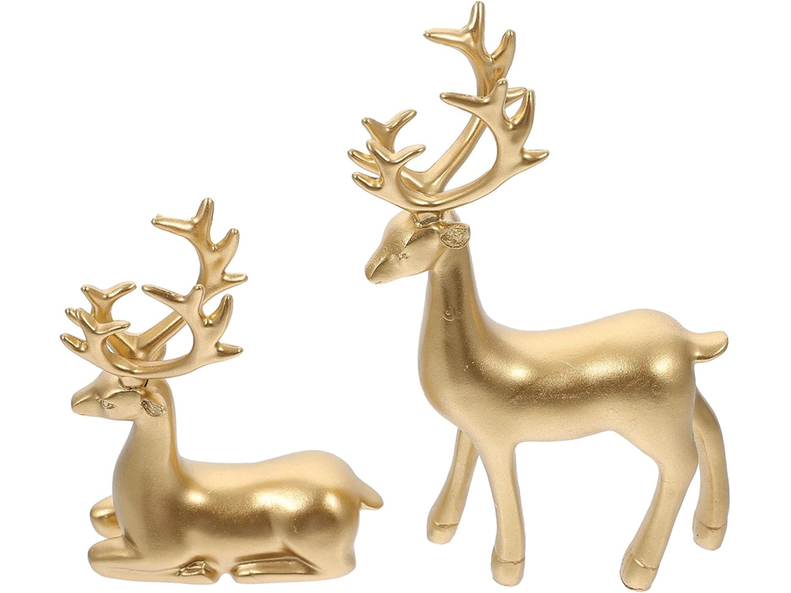 2 Peças Ornamento De Forma De Cerf Decoração De Cerf Ornamento De Bureau Para Mesa