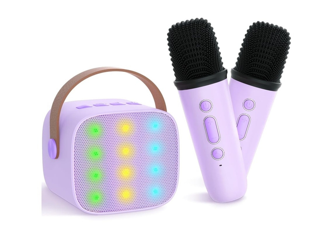 Máquina De Karaokê Para Crianças E Adultos Mini Alto Falante Bluetooth Portátil Com 2 Microfones Sem Fio Com Suporte Para Cartão Tf Alto F Yizhood