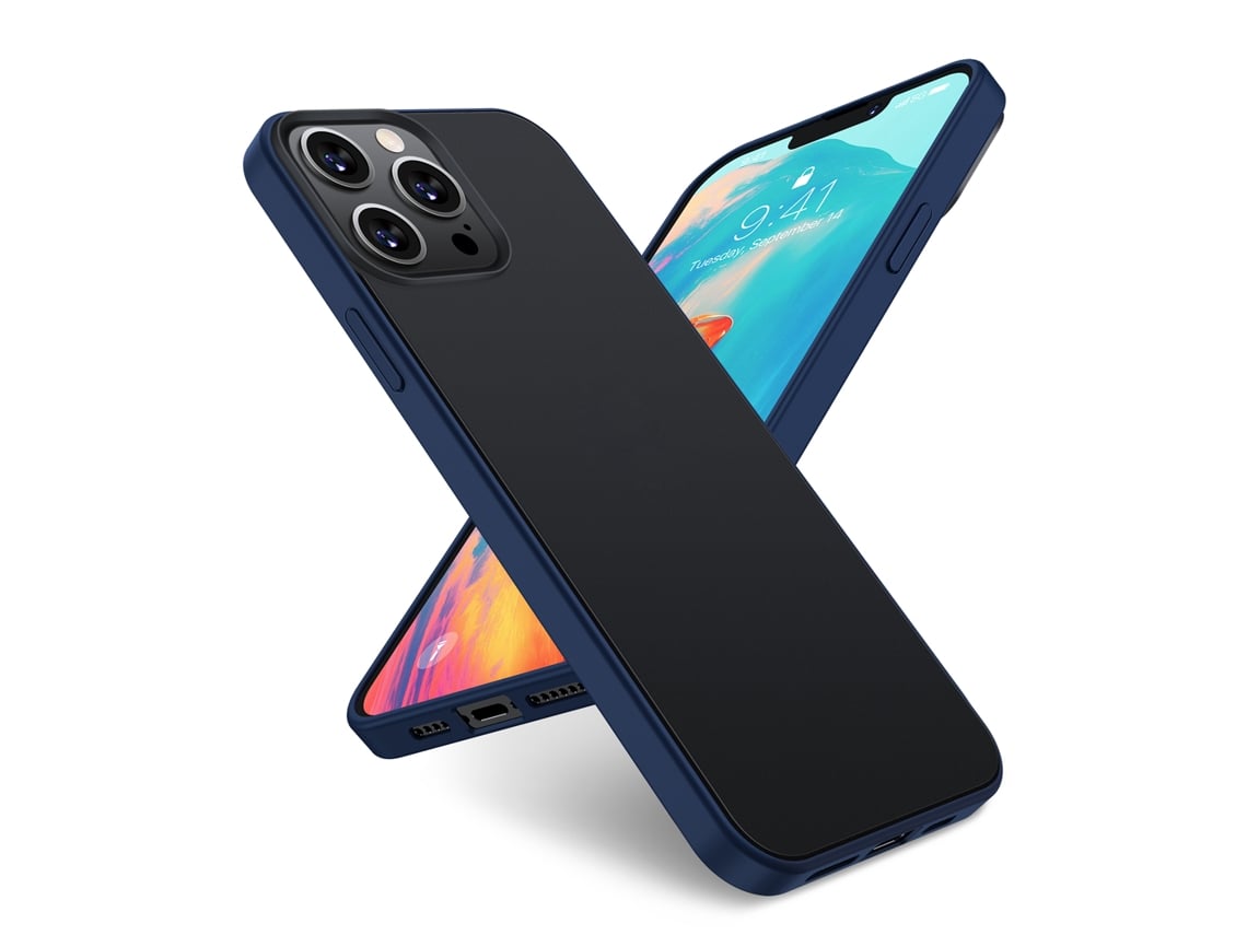 Capa De Proteção Para Iphone 13 Pro Max Com Borda Azul E Superfície Mate 6.7 Polegadas 2.0mm