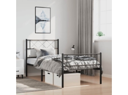 Vidaxl Estrutura de Cama com Cabeceira e Pés 100x200 Cm Metal Preto