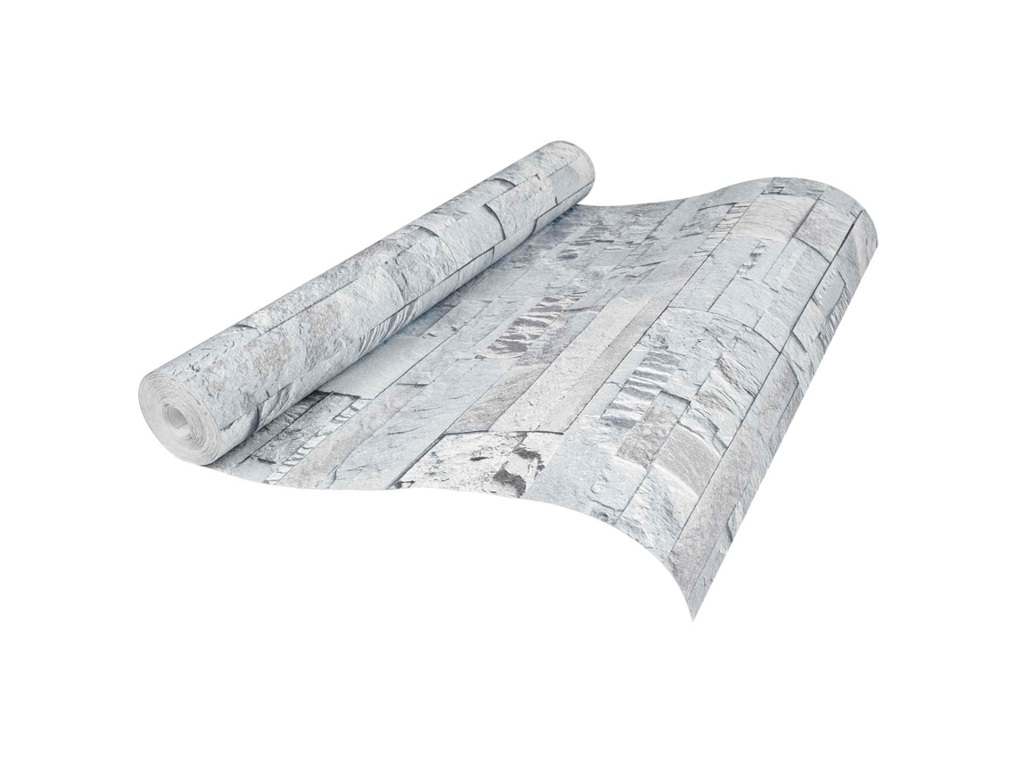 Vidaxl Papel De Parede 3d De Pedra Cinzento-claro 10 X 0,53 M