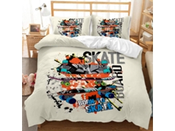 Capa de Edredom com Estampa Skate em Microfibra Fronha 135 X 200 Cm, 50 75 Cm 50 X 75 Cm
