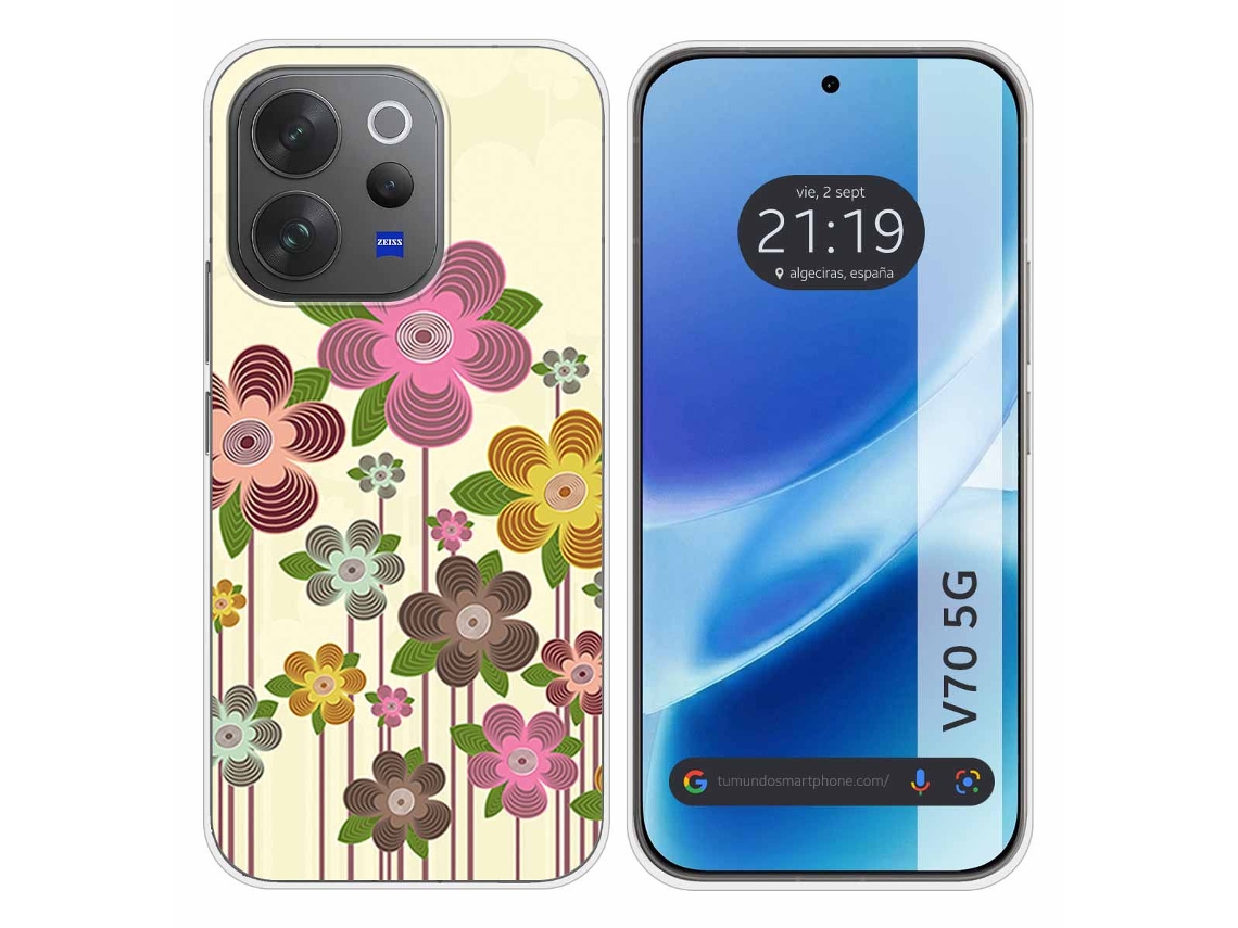 Capa Tumundosmartphone De Silicone Para Vivo V70 5g Com Estampa De Flores Da Primavera