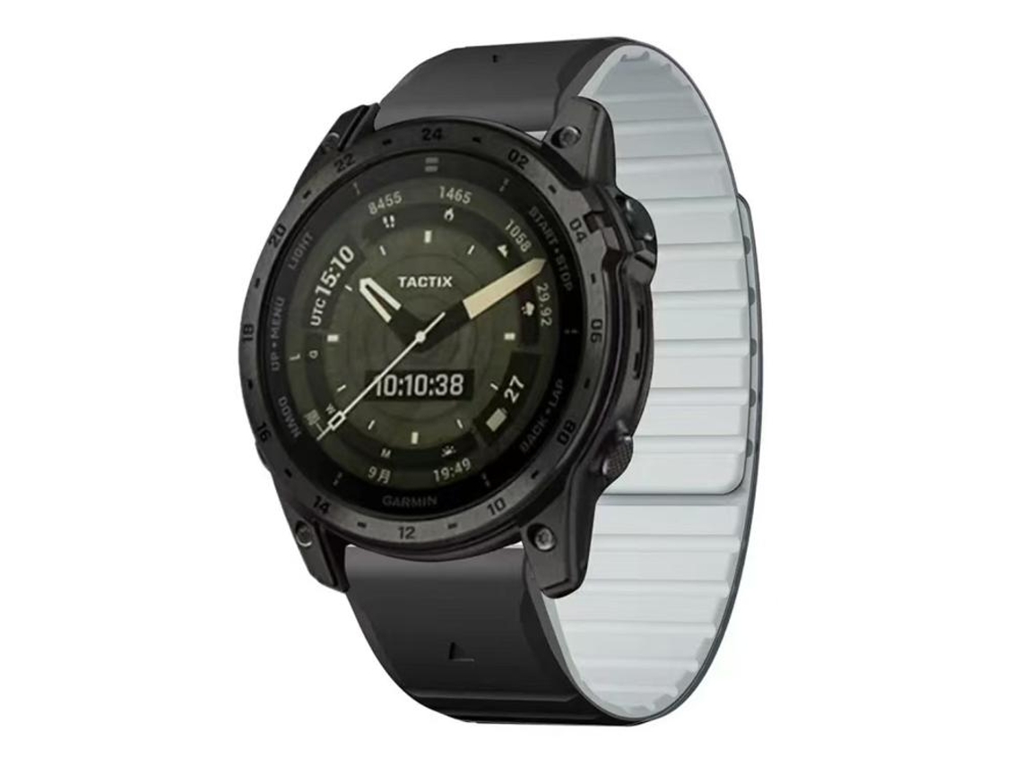 Bracelete para Garmin XIAOMOYU em silicone bicolor preta e cinza (26mm)