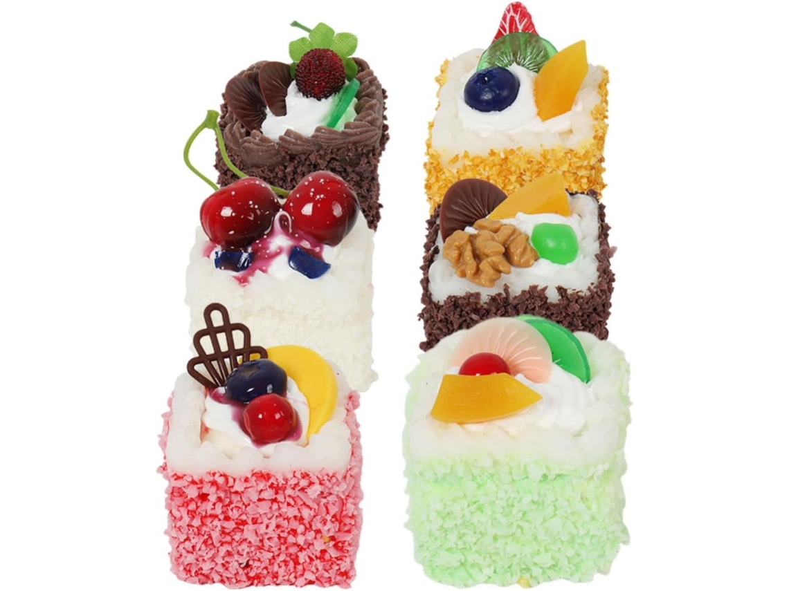 Conjunto De 6 Ímãs Geladeira Em Formato Bolo Artificial Pu, Ideais Para Decoração De Casa E Cozinha Acessório Durável