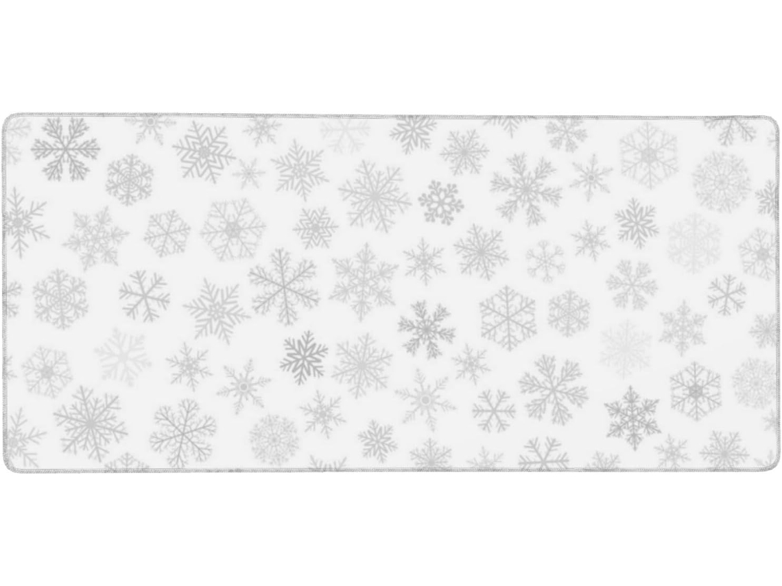 Mousepad Grande para Computador com Estampa de Flocos Neve Natalinos e Inverno, Base Borracha Antiderrapante,