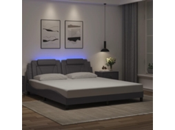 Vidaxl Estrutura De Cama Viana Com Led Sem Colchão 180x200cm Cinza