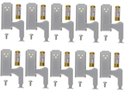Kit com 10 luzes noturnas de LED para guardar roupas e sensores de movimento.