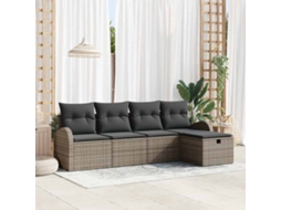 Vidaxl Conjunto De Sofá De Jardim 5 Unid. Cinzeto Vime Pe