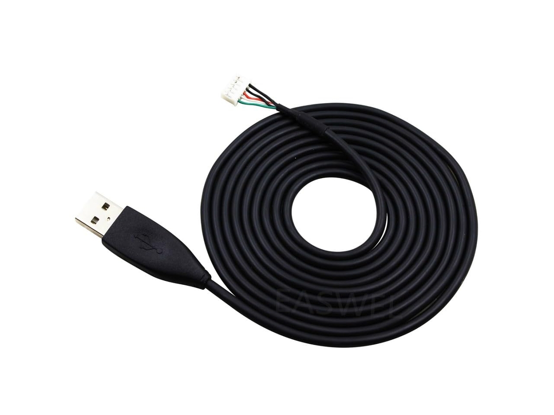 Cabo Usb Preto De Substituição Para Mouse Gamer Logitech Mx518
