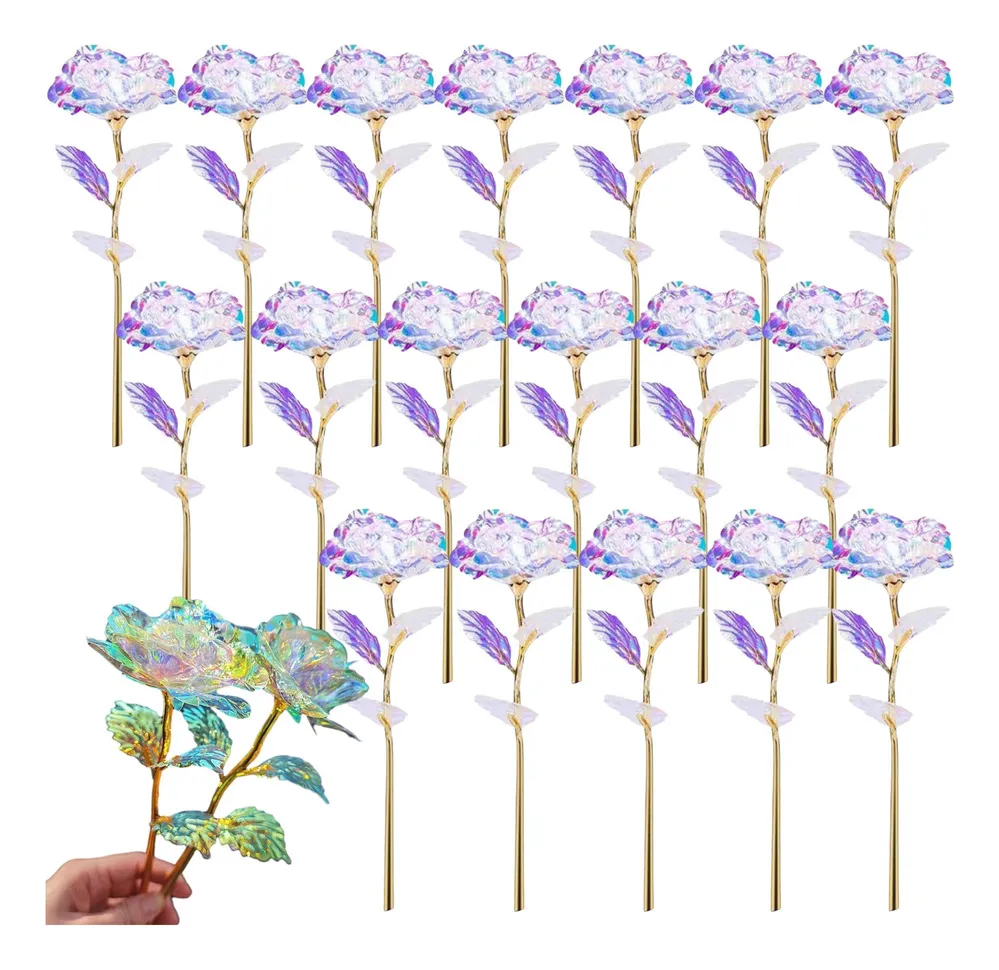 Novos 18x Rosas Artificiais Galhos Flores Coloridasvayotoy