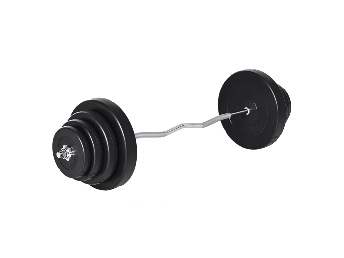 Barra Curvada 70kg com 8 Anilhas para Treino Força