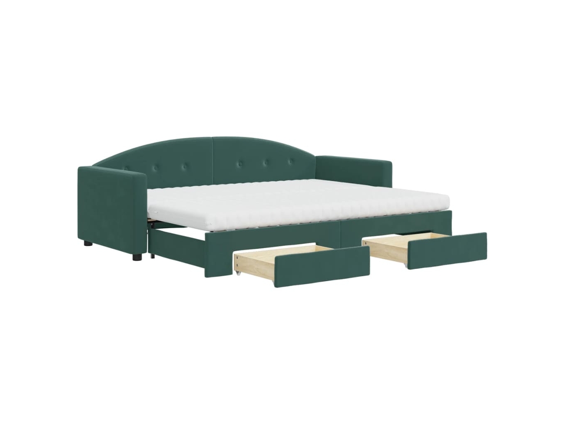 Sofá-cama com gavetão VIDAXL Verde Veludo (80x200 cm)