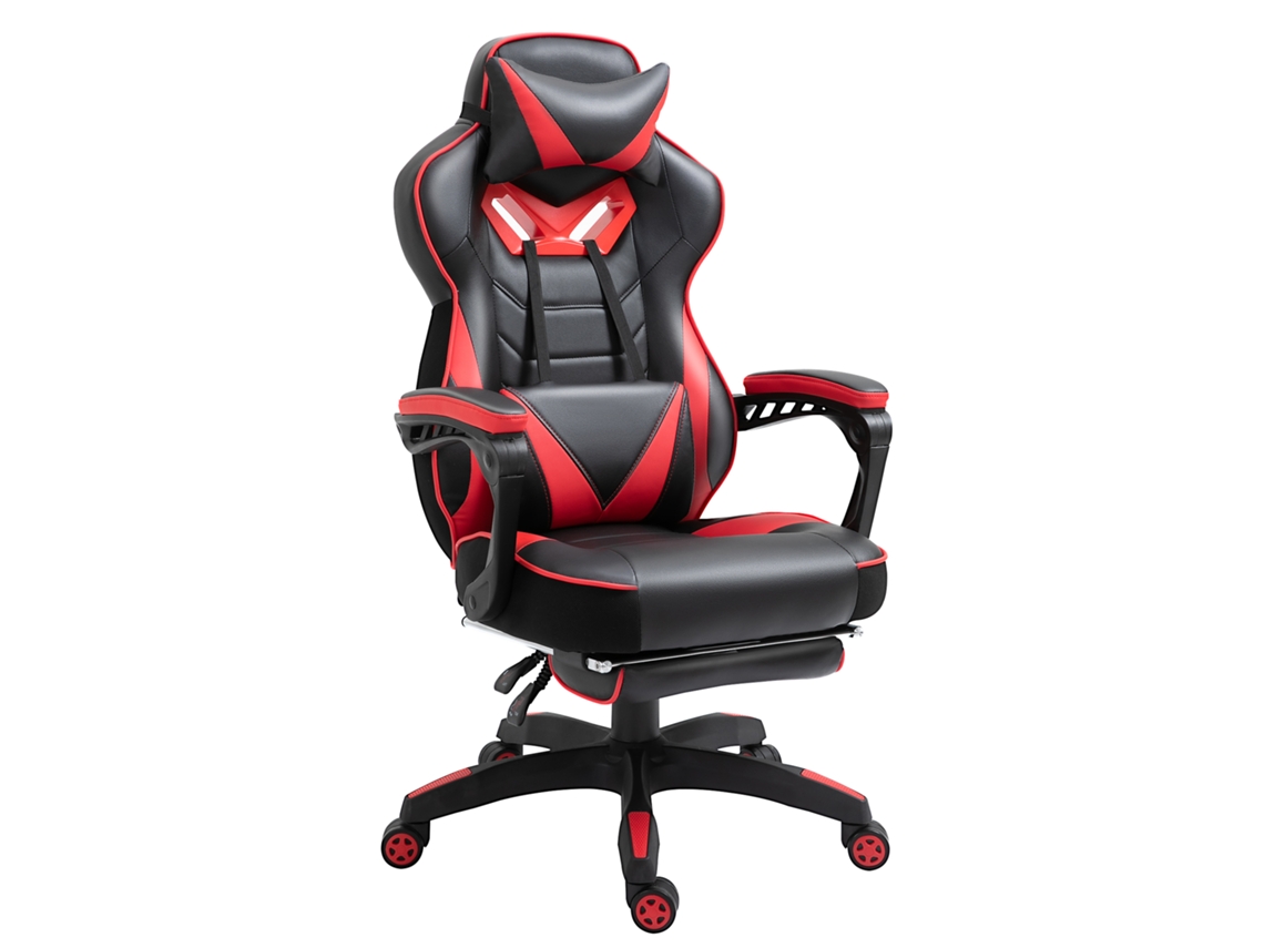 Cadeira Ergonômica Para Jogos - Apoio Pés/cabeça/lombar, Altura Ajustável, Preta+vermelha Chimi