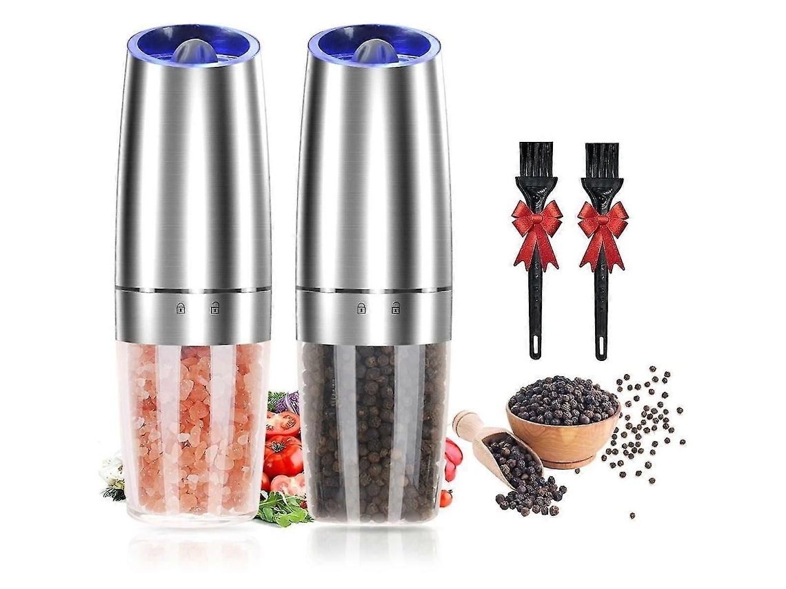 Conjunto de Moedores Elétricos Sal e Pimenta por Gravidade, com Ajuste Moagem, Moedor a Bateria. GOKOCO