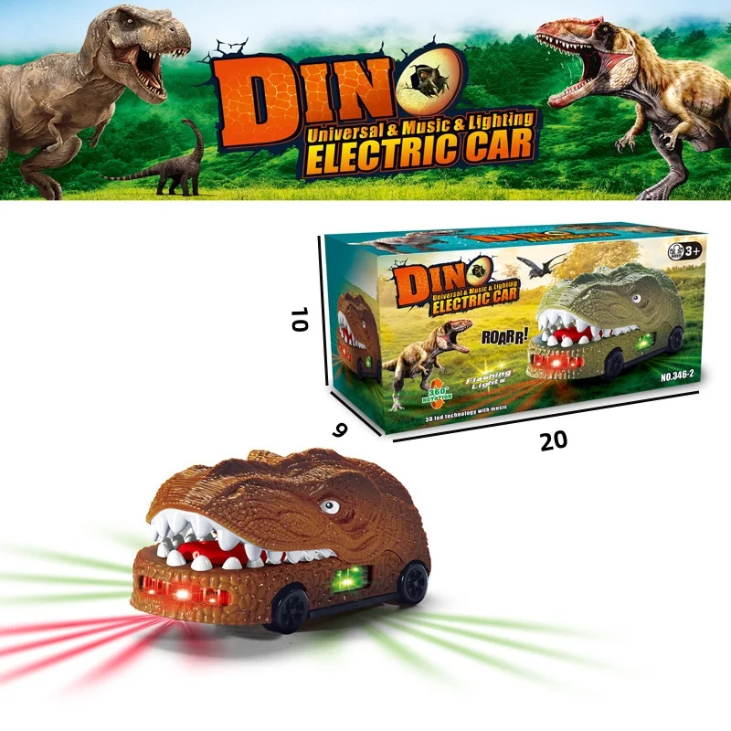 Carrinho Elétrico de Dinossauro, Autônomo, com Luzes e Efeitos Sonoros MDUG (marrom)
