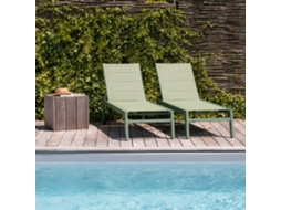 Conjunto De 2 Espreguiçadeiras Barbados Em Têxtil Verde Sálvia Alumínio Verde Sábio HAPPY GARDEN
