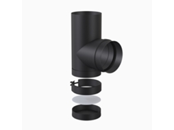 JEREMIAS TE 90º 80 Ø C/TAPÓN INOX NEGRO