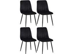 Conjunto de 4 cadeiras Dijon preto/veludo CLP